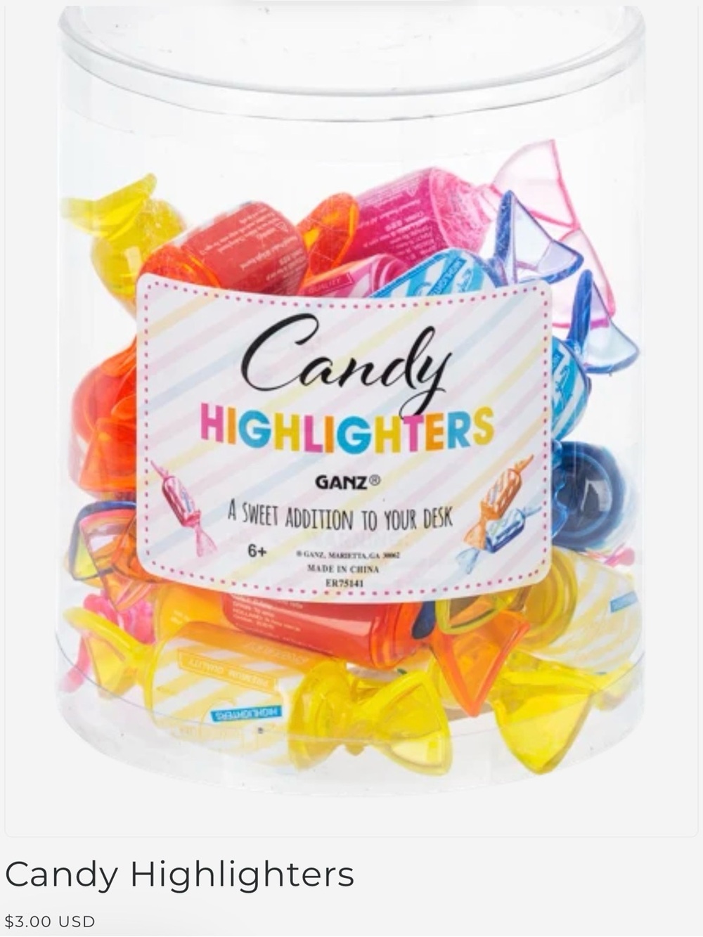 GANZ Candy Highlighters in Yellow, Orange, NWT